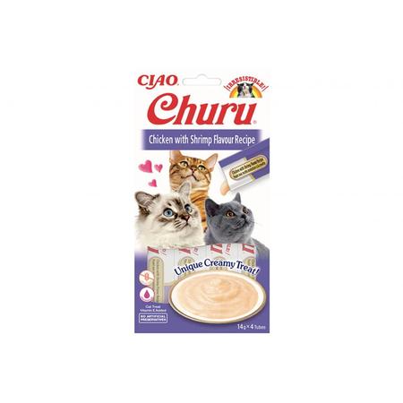 Ciao Churu Cream Tavuklu ve Karidesli Kedi Ödül Kreması 4 x 14 Gr