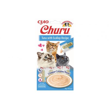 Ciao Churu Cream Ton Balıklı ve Deniz Taraklı Kedi Ödül Kreması 4 x 14 Gr