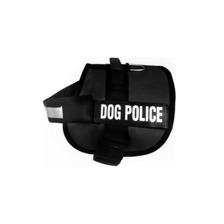 Siyah Büyük Irk Köpek Dog Polis Göğüs Tasması Koruma Görevli Köpek Yelek